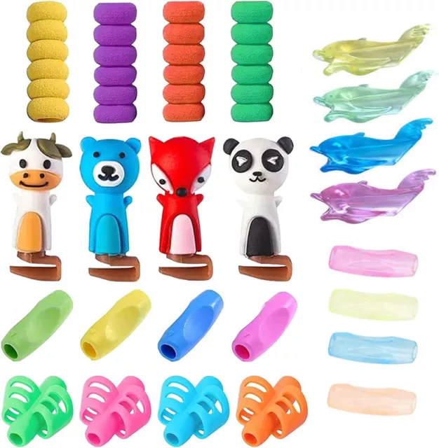 20 PCS Pencil Grips Children Handwriting 4pcs pen Cap Colourful Soft Silicone