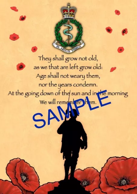 Regimental Poppy A4 Photo print. Royal Army Medical Corps RAMC.