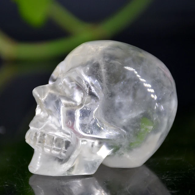 100%Natural White crystal quartz Skull hand Carved Crystal reiki healing 4
