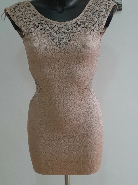 River Island Vestito Taglia UK 8 EUR 34 In Pizzo Colore Rosa Antico