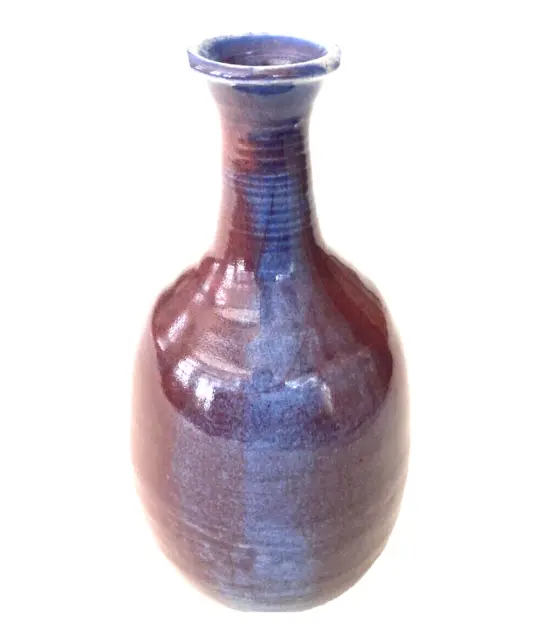 1995 Vintage Vase Stoneware Pottery Mid-Century Studio Ceramic Art Drip Glaze