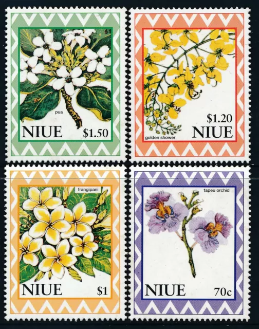 1996 Niue Flowers Set Of 4 Fine Mint Mnh