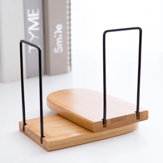 2 soportes para libros de bambú fácil de usar bloque de libros retráctil