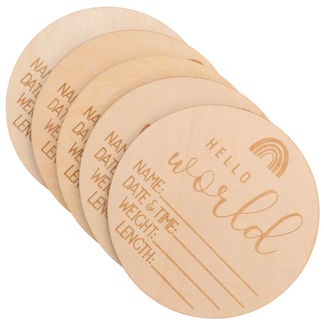 5 piezas Letrero de madera para anuncio de bebé recién nacido nombre de bienvenida letrero foto accesorios