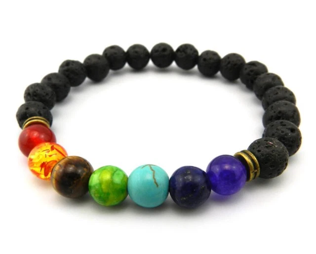 yv6ukdmm Beautiful Onyx Lava Rock Volcanic Stone Multicolor Beads Bracelet BhfEf