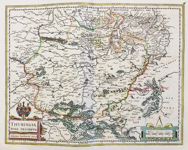 THÜRINGEN ERFURT WEIMAR Gotha map Karte Janssonius Kupferstich ...