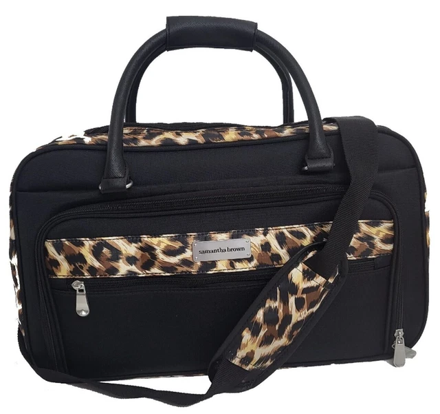 Samantha Brown Carry-All Travel Bag Luggage Organized BLACK Leopard Carry On 4