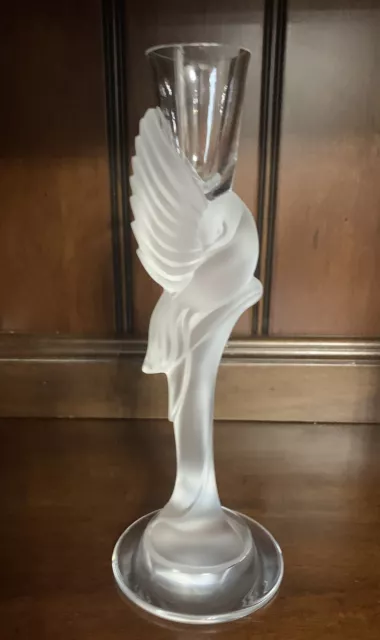 Igor Carl Faberge Crystal Dove Candlestick Holder Signed