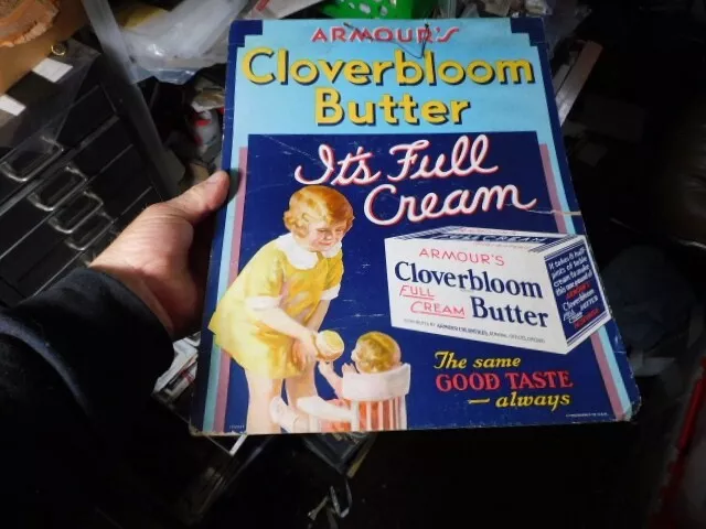 Vint Armour's Cloverbloom Butter Dairy Carboard Poster Sign