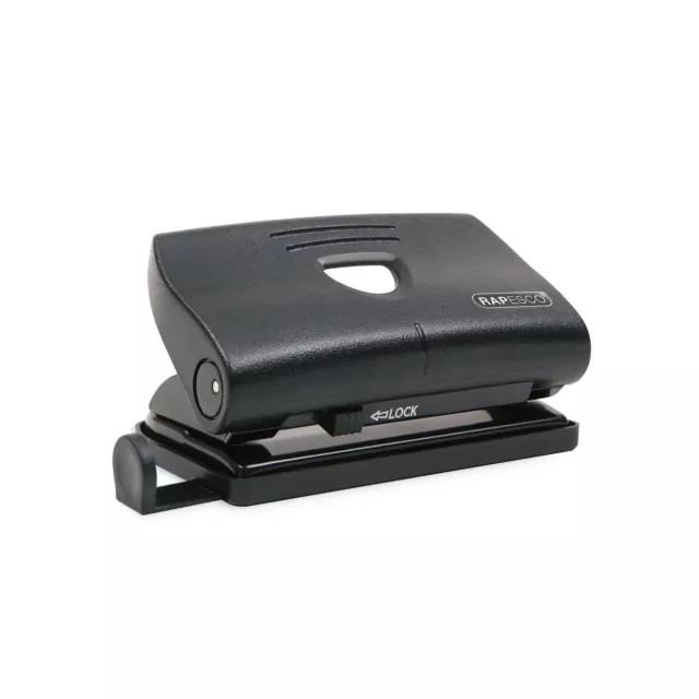 Rapesco PF87S0B1 810-P 2 Hole Punch, 12 Sheet Capacity, Black