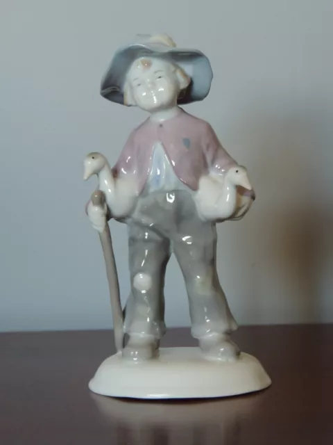 Vintage Metzler & Ortloff Ilmenau Thuringia Porcelain Boy with Geese Figurine