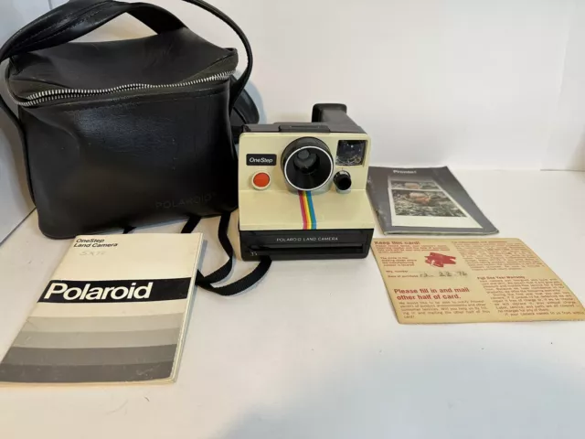 Polaroid SX-70 OneStep White Rainbow Stripe Land Camera, Vintage, UNTESTED.