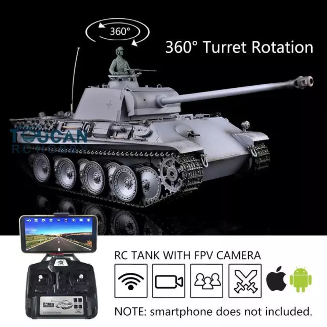 Heng Long 1/16 TK7.0 Panther G Main Battle RC Tank 3879 360° Steel Gearbox FPV