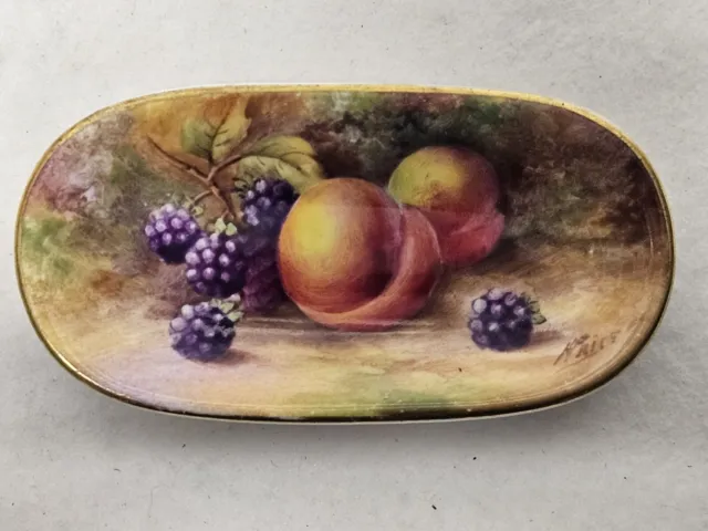 1930s Royal Worcester Hand Painted Fruit Trinket Or Pin Dish Signed H. Price