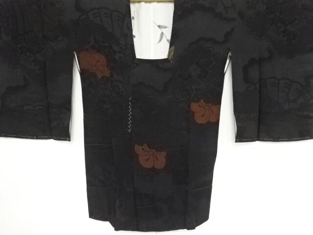 37778# Japanese Kimono / Antique Michiyuki Coat / Urushi / Woven Carriage &