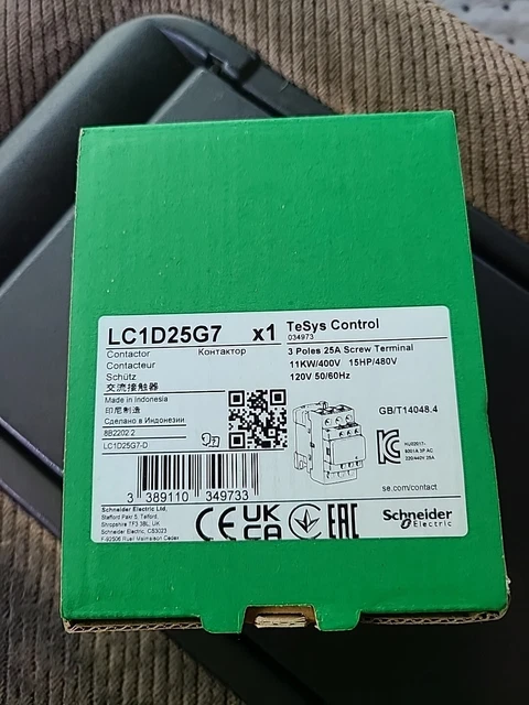 NEW TeSys LC1D32G7 Contactor - 120V Coil, 3-Pole, 32A, DIN Rail Mount