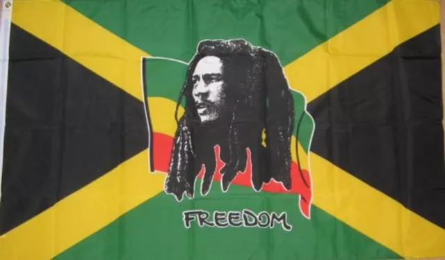 Large Flag Bob Marley Jamaican Freedom Rastafarian Music Festival Reggae 5x3FT