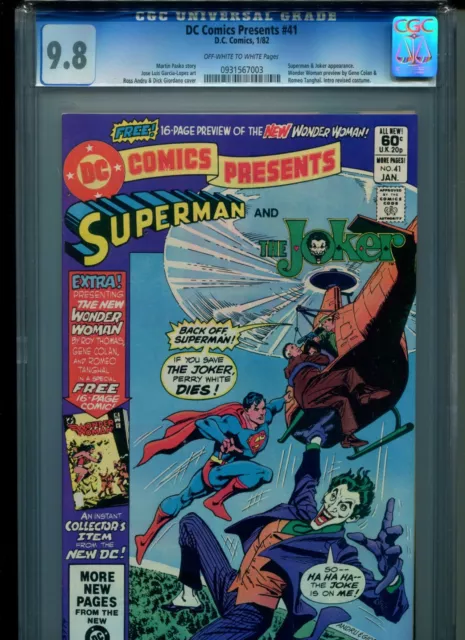 DC Comics Presents #41 CGC 9.8 (1982) Superman Joker New Wonder Woman Preview
