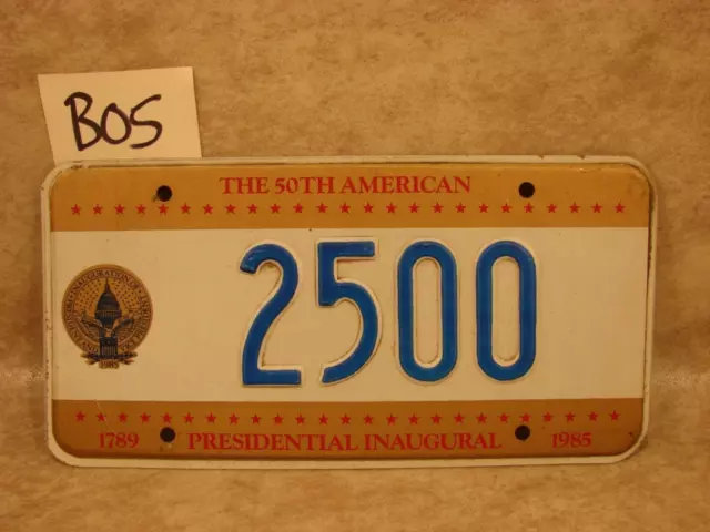 B05 Vintage The 50Th Presidential Inaugural License Plate #2500 1789-1985 Reagan