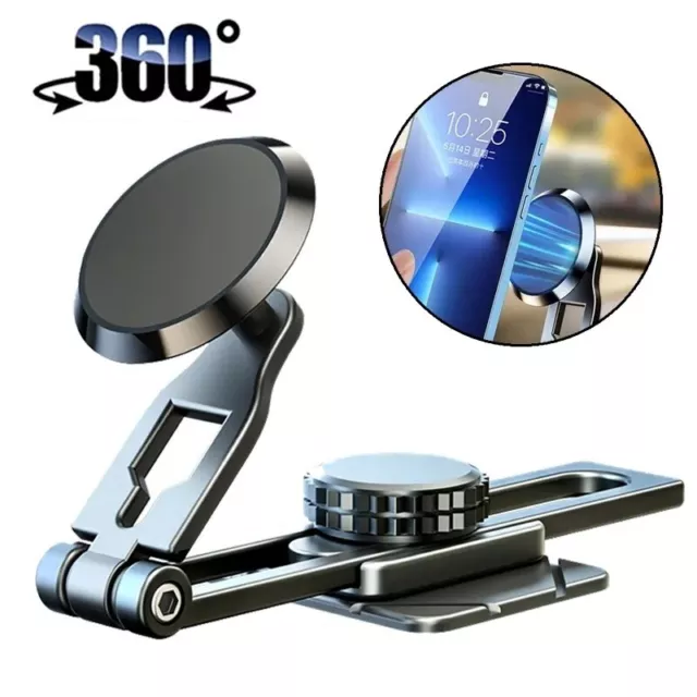 360° Rotation Magnetic Phone Holder Foldable Car Mount Stand Dashboard Universal