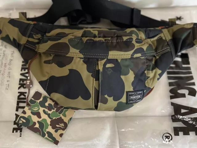 BAPE Abathing Ape x PORTER Waist Body Bag Camouflage Seltenes authentisches...