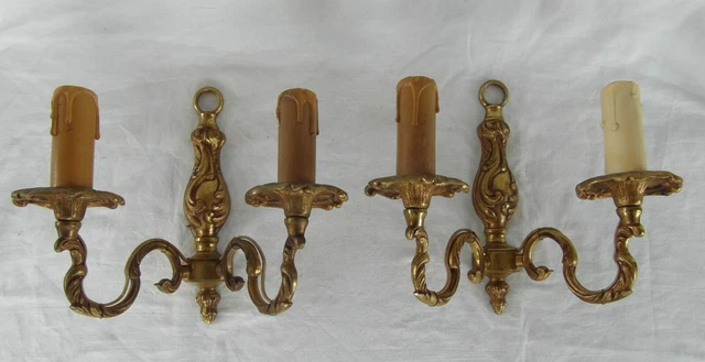paire d'appliques ancienne en bronze doré  en état de marche