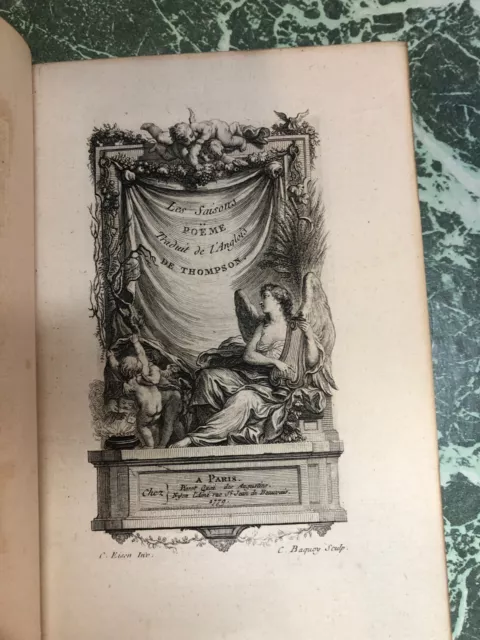 THOMPSON,  Les Saisons, 1779. In-12 demi-maroquin. 9 gravures par Charles EISEN