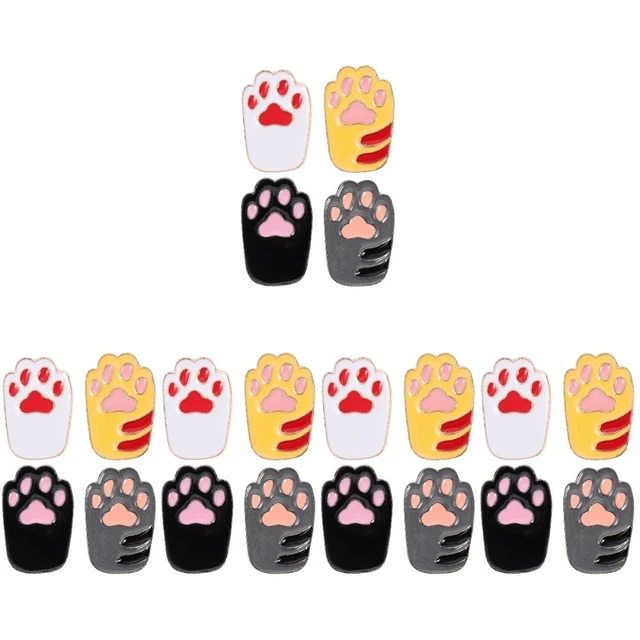 Broches Patte De Chat Mignonnes - Lot De 4 Pins Métalliques Multicolores Pour Décorer Vêtements & Sacs
