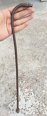 19c Antique Primitive Handmade Indo Persian Snake Face Iron Walking Hand Stick