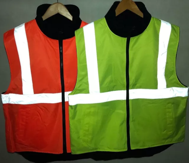 Full Zip Safety Work Vest Jumper W/Fleece Lining, Reversible Wear & Hi Vis Tapes