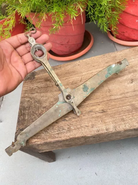 Ancient Old Brass Hand Forged Indian Measurement Weight Scale Hanging Handle