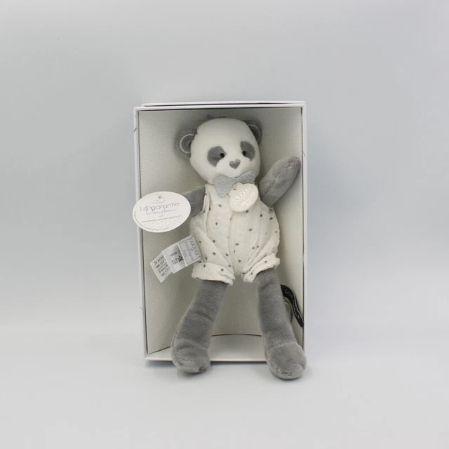 Doudou et compagnie panda blanc gris étoiles - 28344
