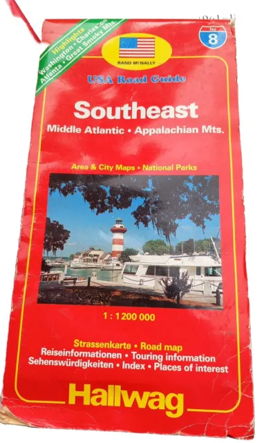 Hallwag Southeast: 2001/03 Hallwag USA Road Guide.(no8) Vintage.