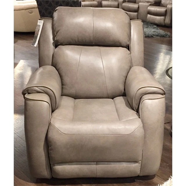 Southern Motion Safe Bet Leather Power Headrest Rocker Recliner in Beige