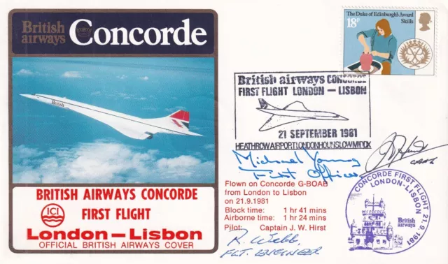 BA Concorde 1st Flight London - Lisbon   Flown Concorde G-BOAB  Crew Signed