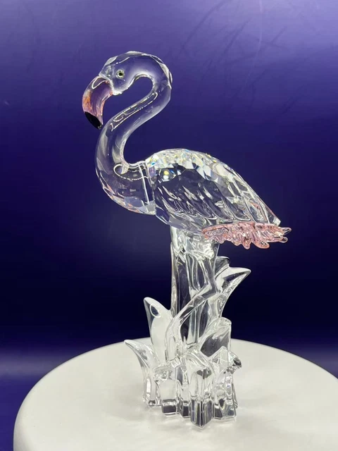 Lot de 2 figurines de couple flamants roses soufflés à la main en verre
