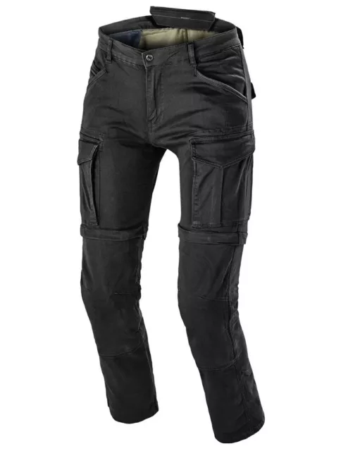 Pantaloni Jeans Moto Cargo Macna Arrival Nero Tasconi Protezioni Ce Tg 34