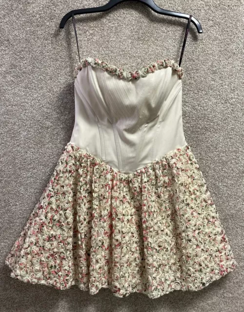 Betsey Johnson Womens Spaghetti Strap Flower Floral Mini Dress Size 6