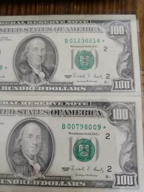 1990 One Hundred Dollar Star Notes.. Low Serial Numbers