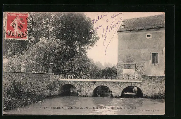 CPA Saint-Germain-les-Arpajon, Moulin de la Boisselle, le pont 1911