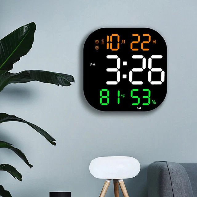 Orologio da parete digitale LED grande schermo temperatura data display allarme elettronico ~~