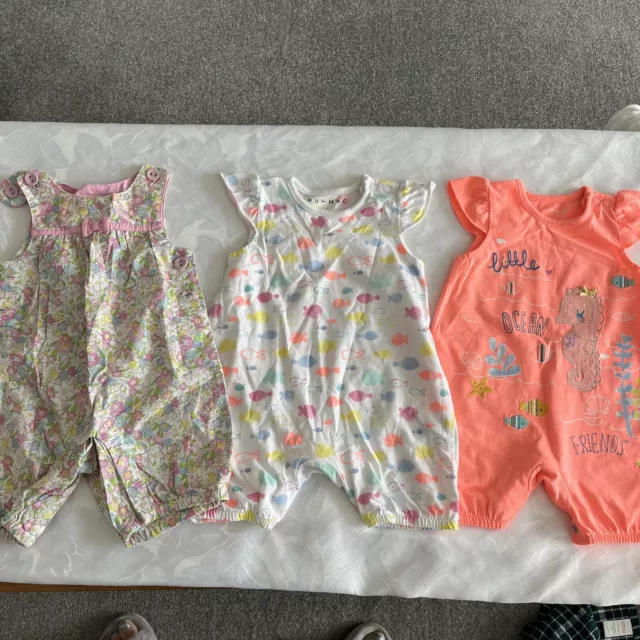 BABY GIRLS BUNDLE-3 ALL IN ONES—12-18 months-NUTMEG/JOJO MAMAN BEBE-IMMACULATE