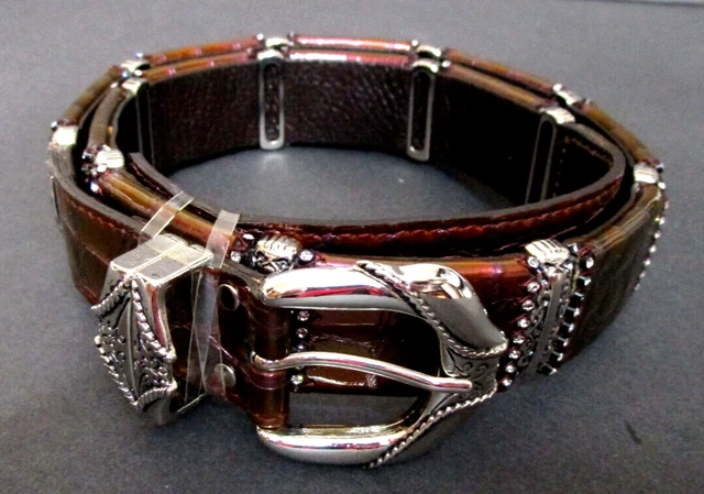 Vtg~Nanni~Ladies Designer Belt~Made in Italy Embellished Rhinestones~85/34