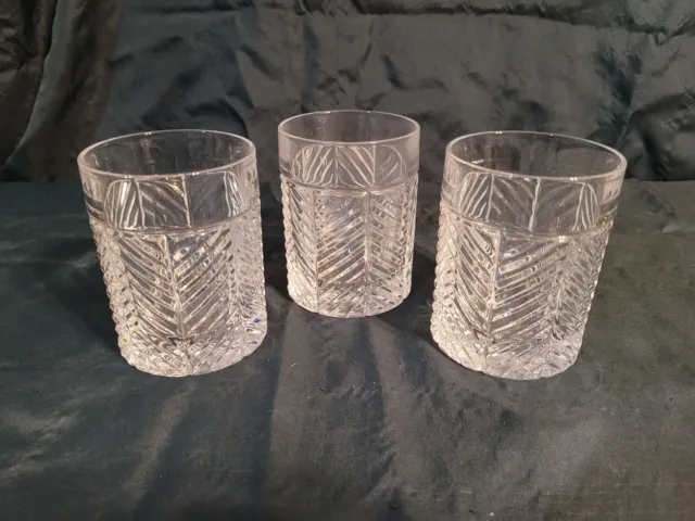 Ralph Lauren Herringbone Double Old Fashioned Whiskey Crystal Glasses Set Of 3