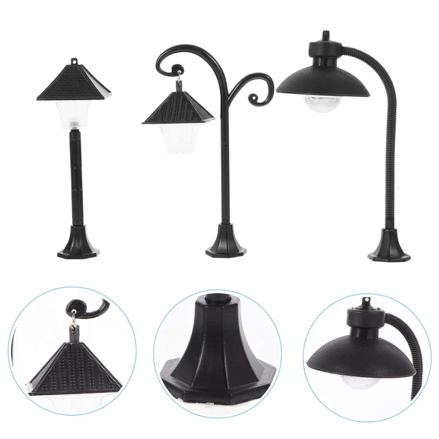 6 Pcs Mini Street Lamp Model Garden Decor Prop Vintage Dollhouse Lamps Lights