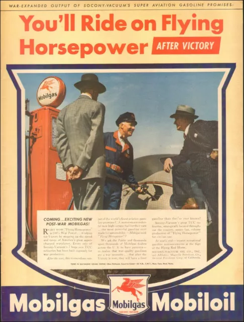 1940's Vintage ad for Mobiloil Retro Pump Car Attendant WWII era  04/30/22