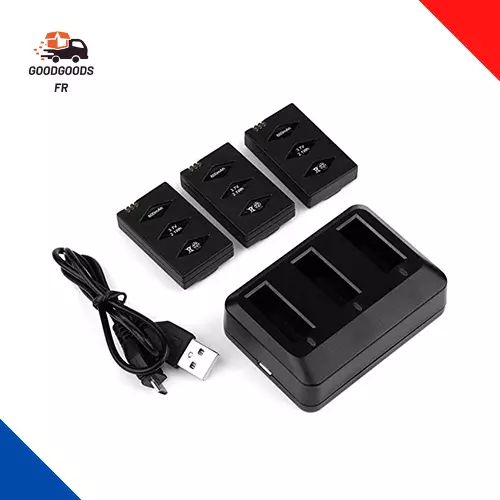 YX Parrot Minidrones Chargeur Hub + 3 Pièces 3.7V 600Mah Batterie , 3 Ports USB