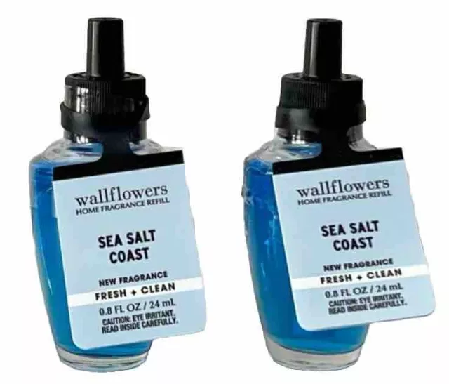 X 2 ~ Bath & Body Works Mer Sel Coast Wallflower Huile Parfum Recharge Ampoules