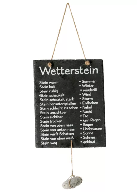 Wetterstation Schiefer Tafel - 25 cm - Wetter Stein Warte Tür Schild Garten Deko