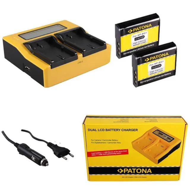 2x Batería PATONA + Cargador Doble LCD para Sony DSC-H55,DSC-H70,DSC-H90